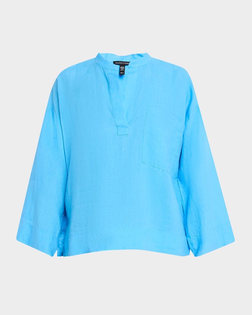 Split-Neck Organic Linen Shirt